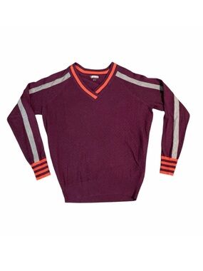 Smartwool Sweater Merino Wool Frosted Valley V Neck Sangria Heather Small